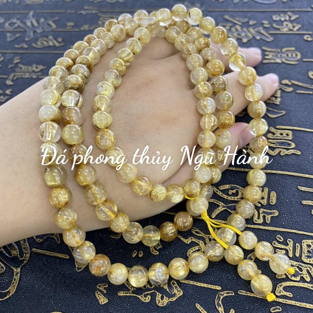 Vòng tay tóc vàng quấn 3 vòng đá trong, dày tóc - hàng thật, bao kiểm định