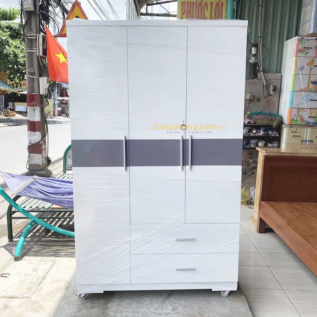 Tủ áo gỗ MDF sơn Trắng Xám CPX-T21