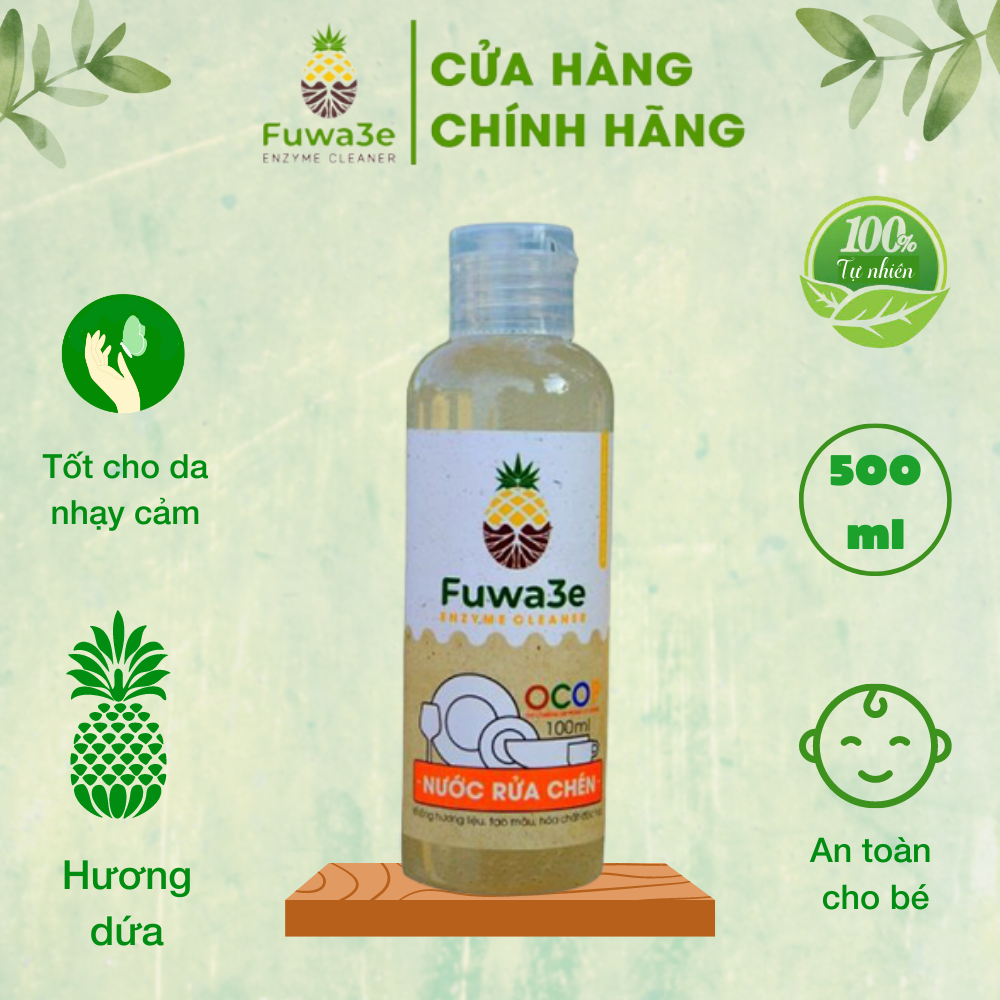 Nước rửa chén hữu cơ Fuwa3e organic Enzyme sinh học 100ml an toàn cho bé bảo vệ da tay