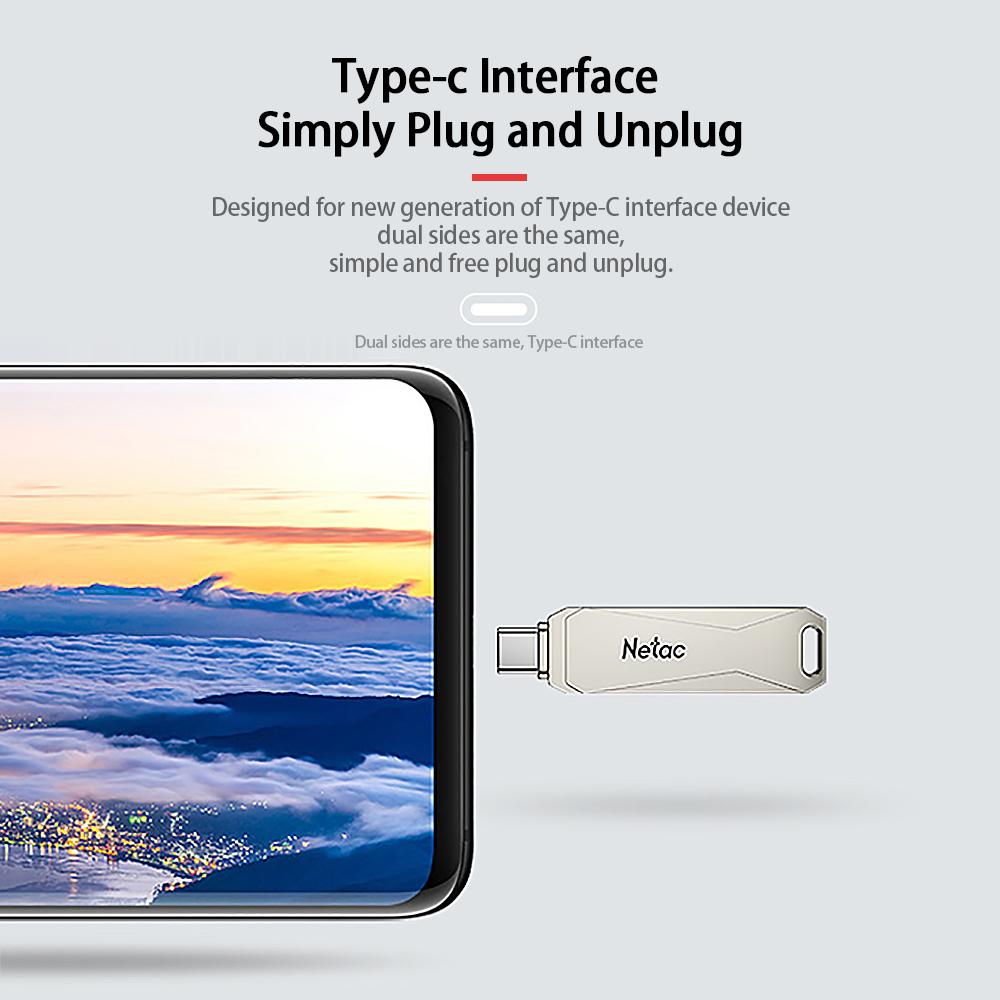 Netac U782C 64GB Type-C + USB Double Interface Ổ đĩa flash Plug & Play Điện thoại di động Mở rộng bộ nhớ U Disk