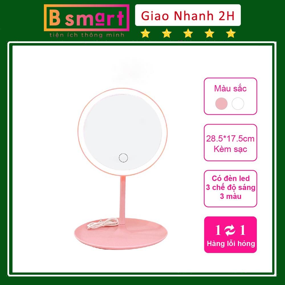 Gương Để Bàn Trang Điểm Có Đèn Led Cảm Ứng 3 Chế Độ Ánh Sáng Gương MakeUp