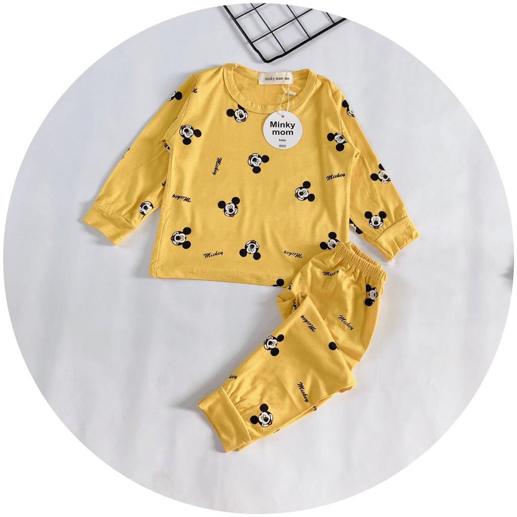 Bộ Dài Tay Minky Mom Chất Thun Lạnh Họa Tiết Mickey Dễ Thương Cho Bé