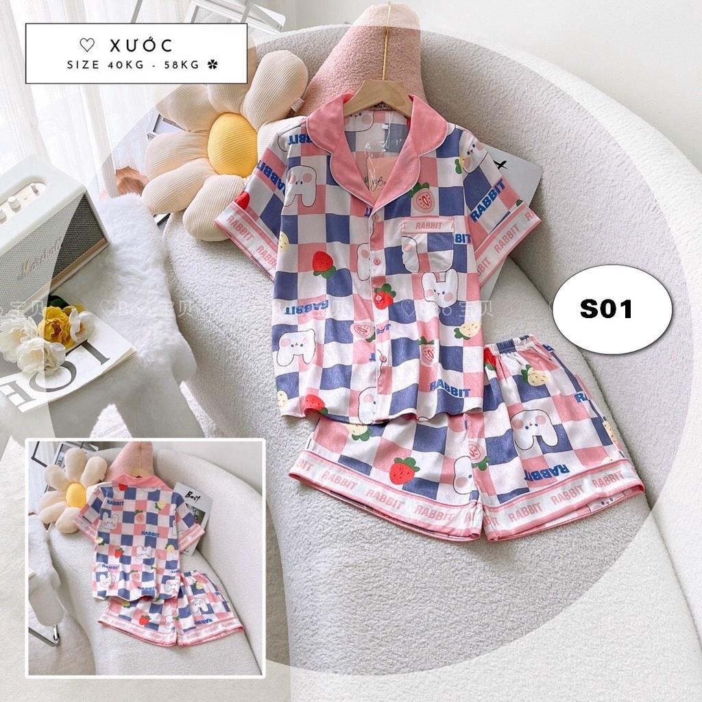 BỘ PYJMA LỤA XƯỚC SHORTS, TAY DÀI, TAY NGẮN.