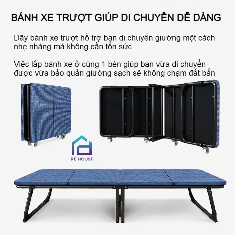 Giường gấp đa năng, giường xếp văn phòng đa năng MBC-2101, khung thép sơn tĩnh điện chắc chắn - Hàng chính hãng