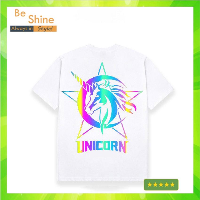 Áo Thun Unisex Form Rộng Unicorn KL Phản Quang 7 Màu , Áo Phông Cotton Cổ Tròn Tay Ngắn Thời Trang Nam Nữ