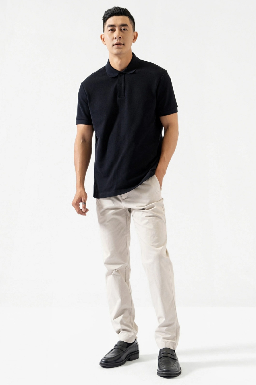 Áo Polo ROUTINE Nam Tay Bo 100% Cotton Trơn Form Fitted - 10F23POL016P | LASTORE MENSWEAR