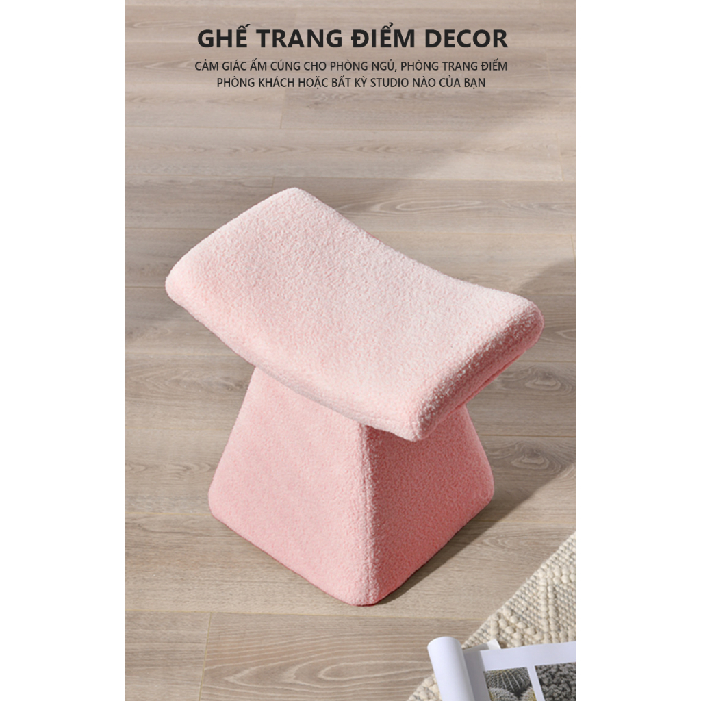 Ghế ngồi bàn trang điểm bọc vải lông cừu mềm mại AC31