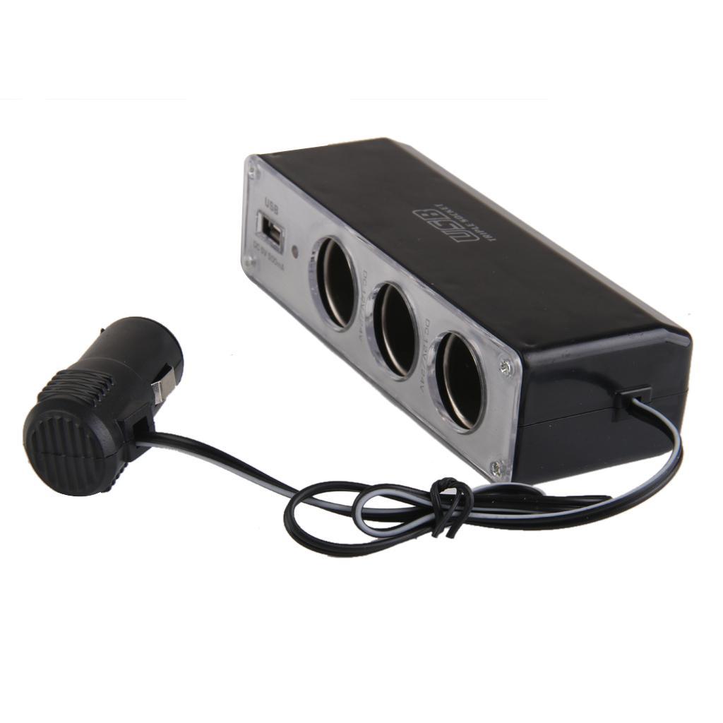 DC 12V USB Port Socket Car Lighter Splitter Adapter Charger