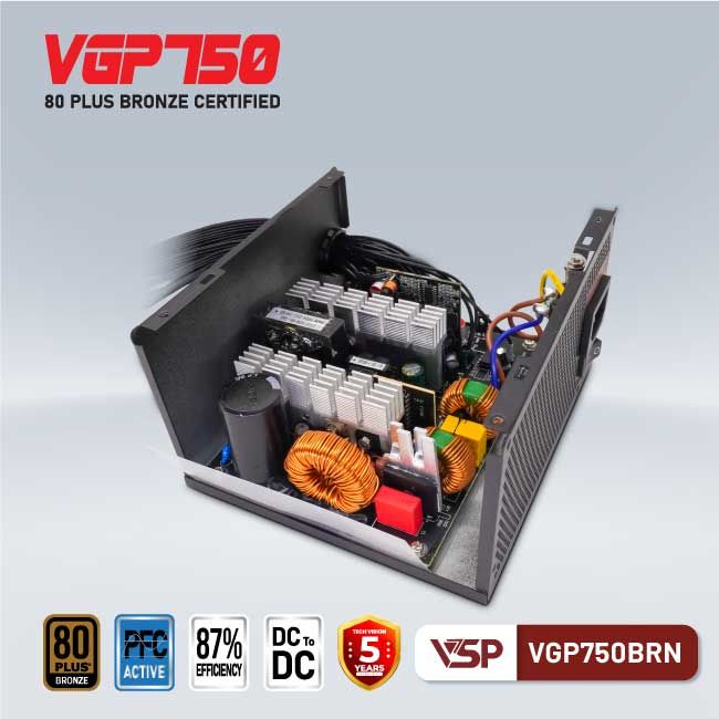 Nguồn máy tính VSP 750W VGP750BRN 80 Plus Bronze - Hàng chính hãng VSP phân phối