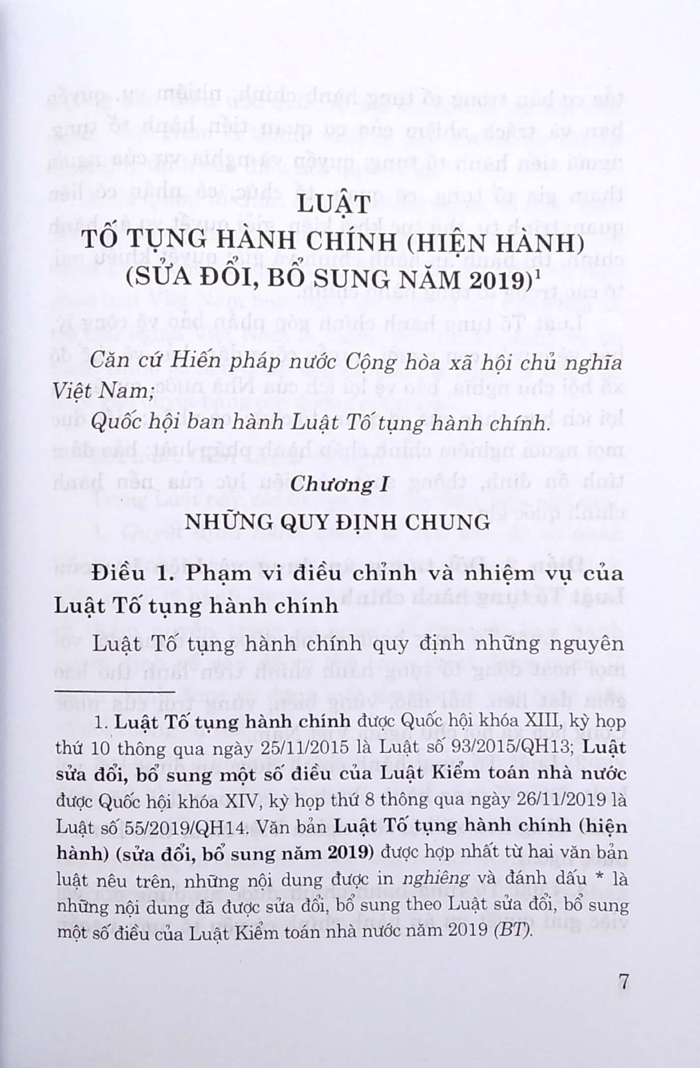 Luật Tố Tụng Hành Chính (Hiện Hành) (Sửa Đổi, Bổ Sung Năm 2019)