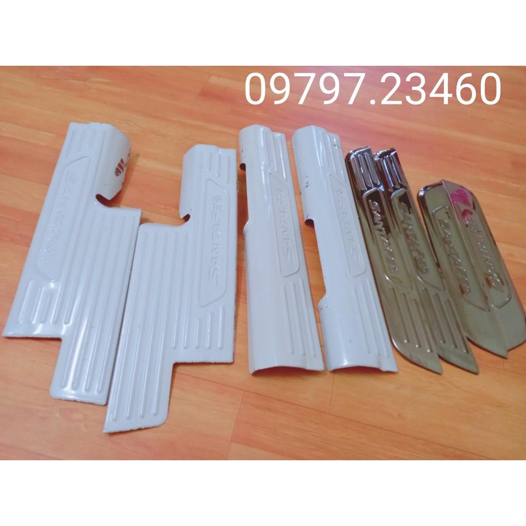 Ốp bậc cửa , nẹp bước chân Hyundai Santafe 2019-2022 cao cấp -mẫu Titan 8 chi tiết