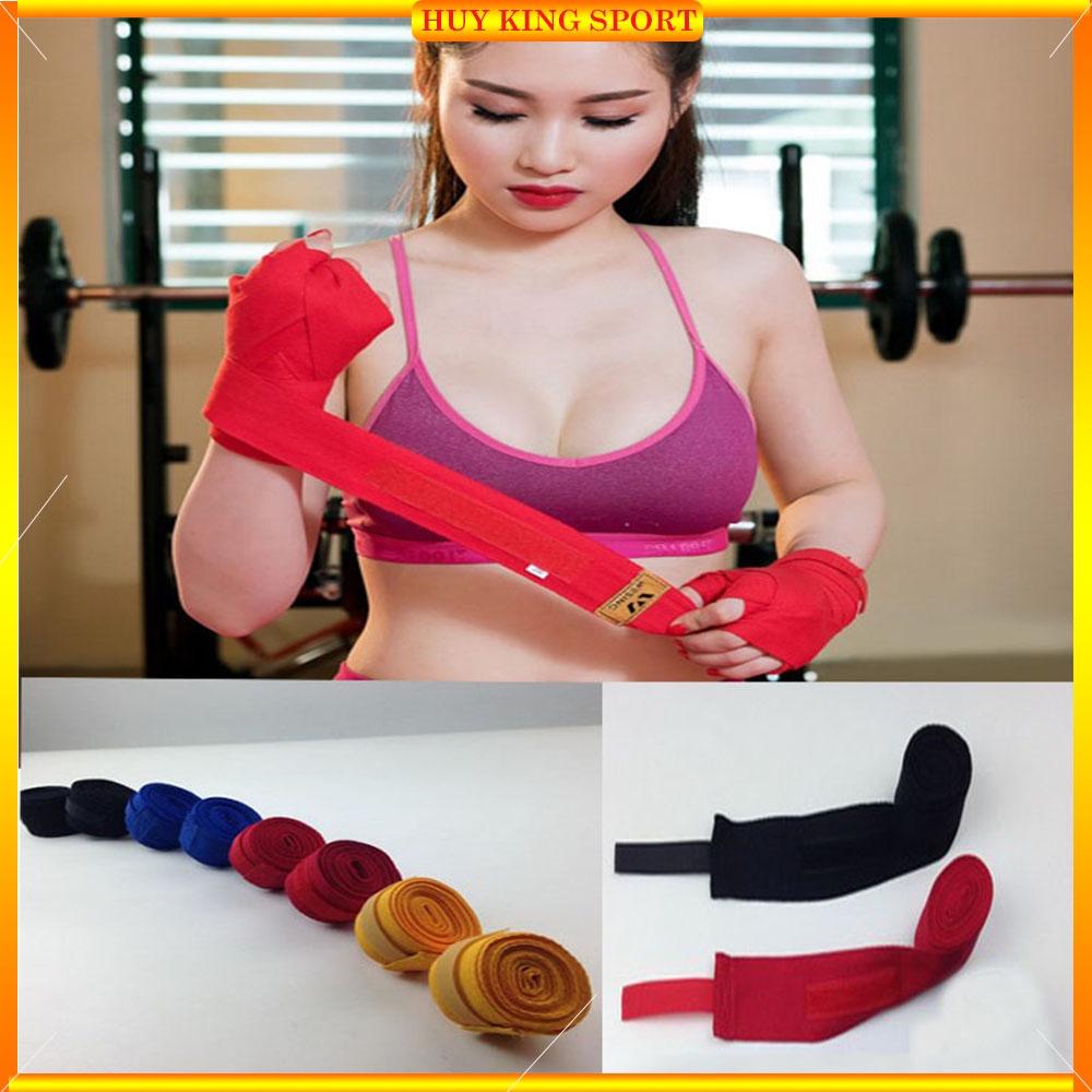 Băng đa boxing quấn tay bảo vệ cổ tay 1.5m - 3m - 5m 2 bên, 100% vải cotton giúp quấn dễ chịu, thoải mái