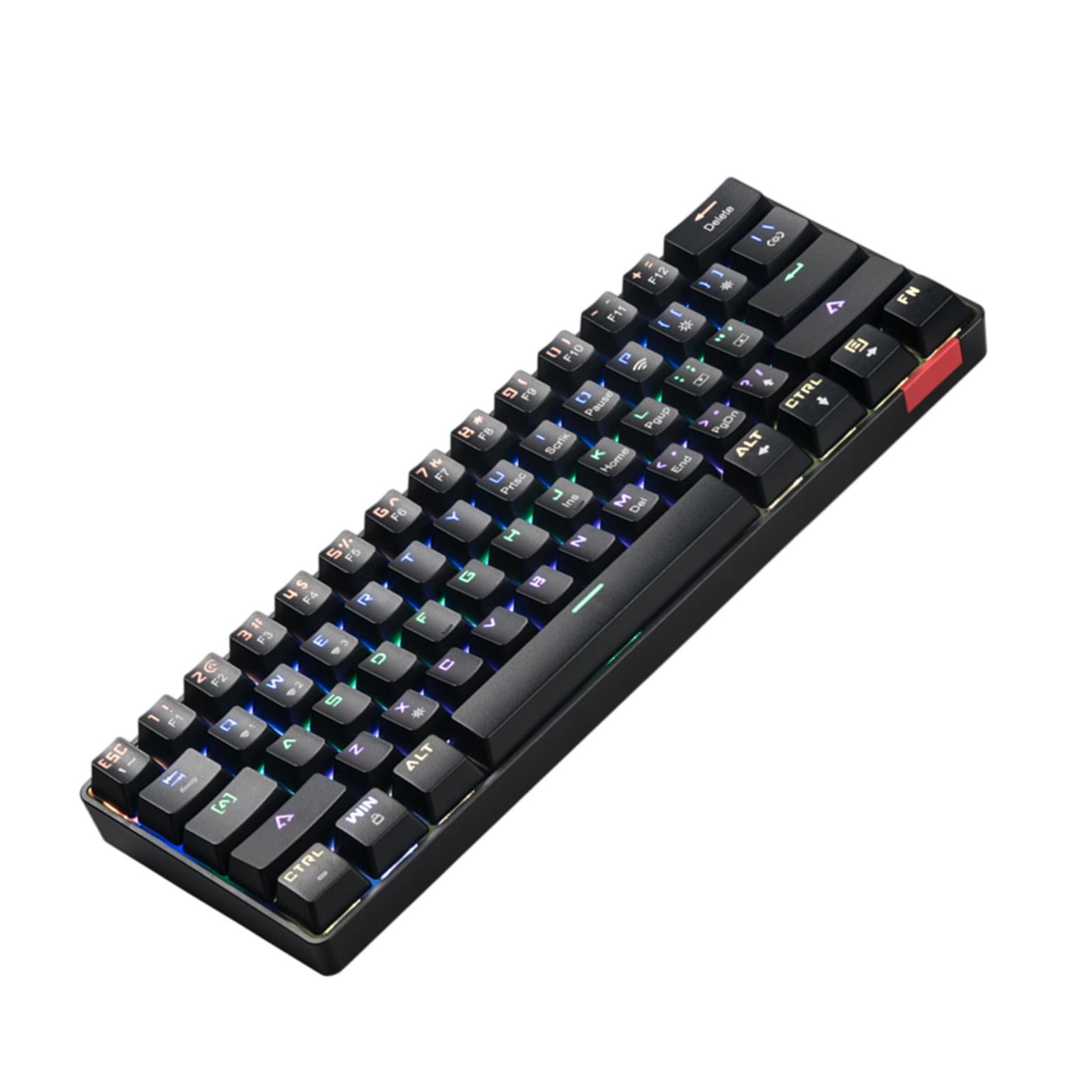 61 Keys Gaming Mechanical Keyboard Wired & Wireless LED Backlit Black