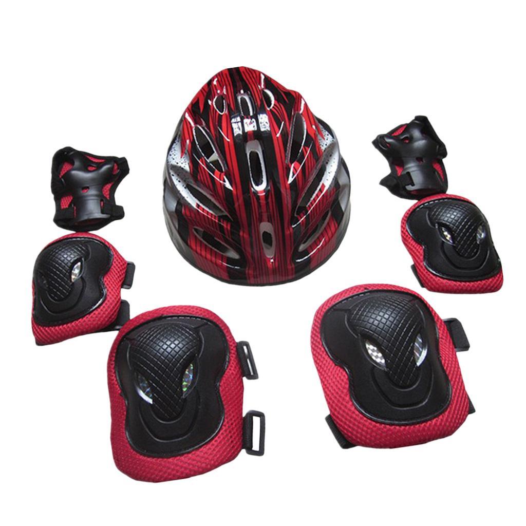 2 Set Outdoor Sports Protective Gear Set, Helmet and Pads of Wrist, Elbow, Knee for Multi-Sport. 7pcs/set for Kids Youth Adults