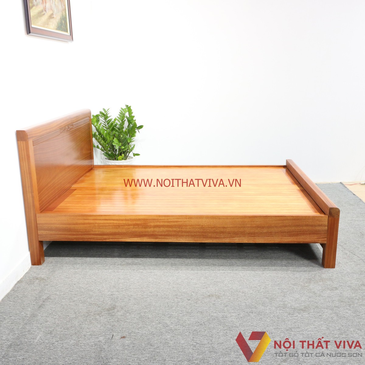 Giường Ngủ Gỗ Xoan Đào Tự Nhiên Vạt Phản Sang Trọng Hiện Đại
