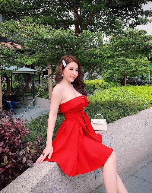 Đầm xòe cúp ngực cột nơ eo