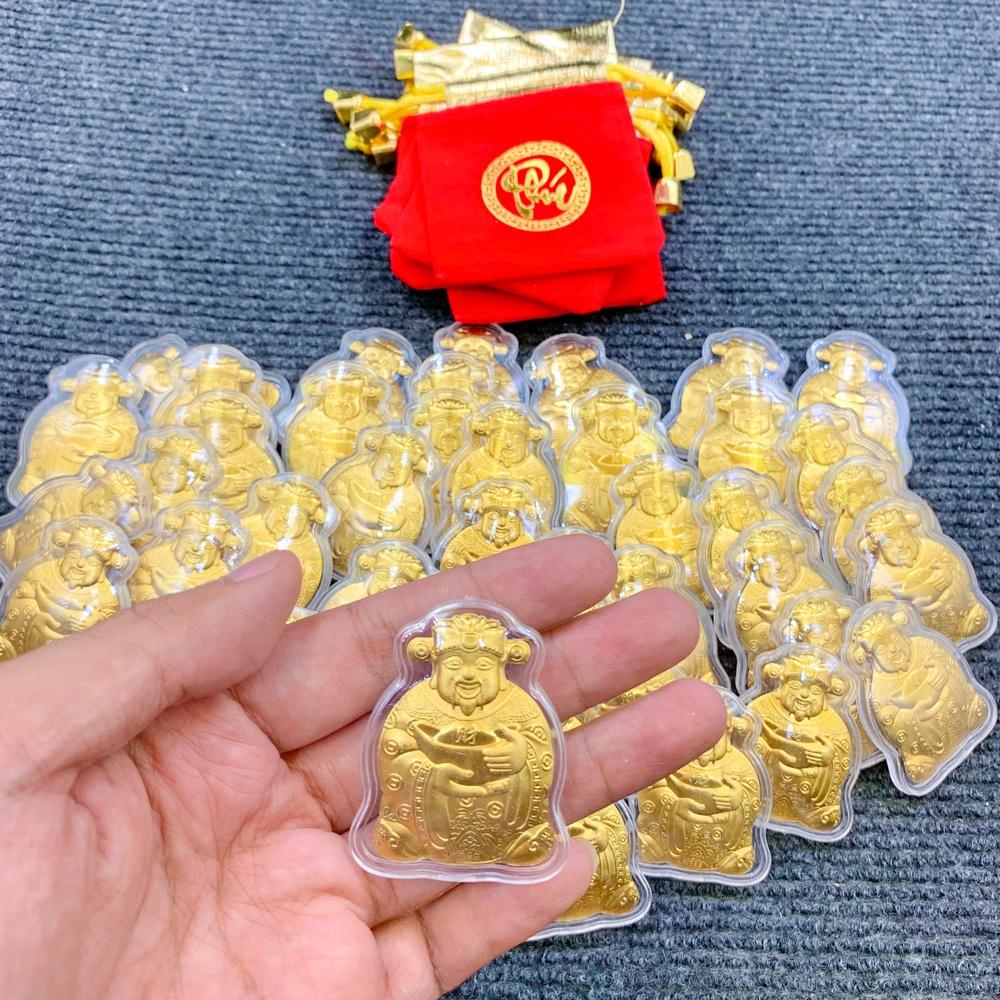 Thỏi Ông Thần Tài - Vía Ông Thần Tài Mạ Vàng Kèm Túi Đựng May Mắn