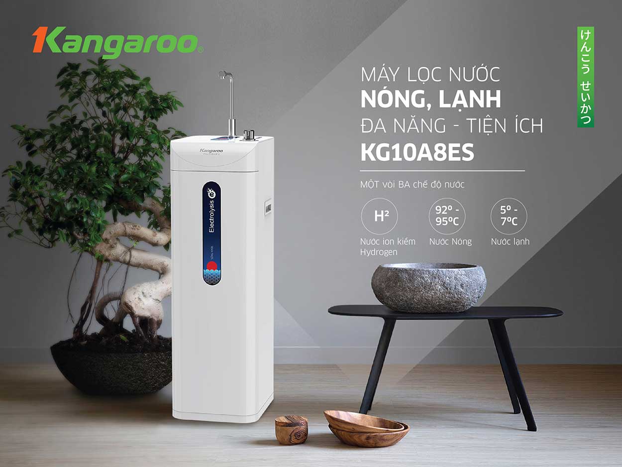 Máy lọc nước Kangaroo Hydrogen ion kiềm KG10A8ES - Hàng Chính Hãng