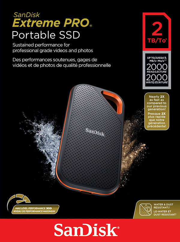 Ổ cứng di động SanDisk Extreme Pro Portable SSD, SDSSDE81, USB 3.2 Gen 2x2, Type C &amp; Type A - Hàng Chính Hãng