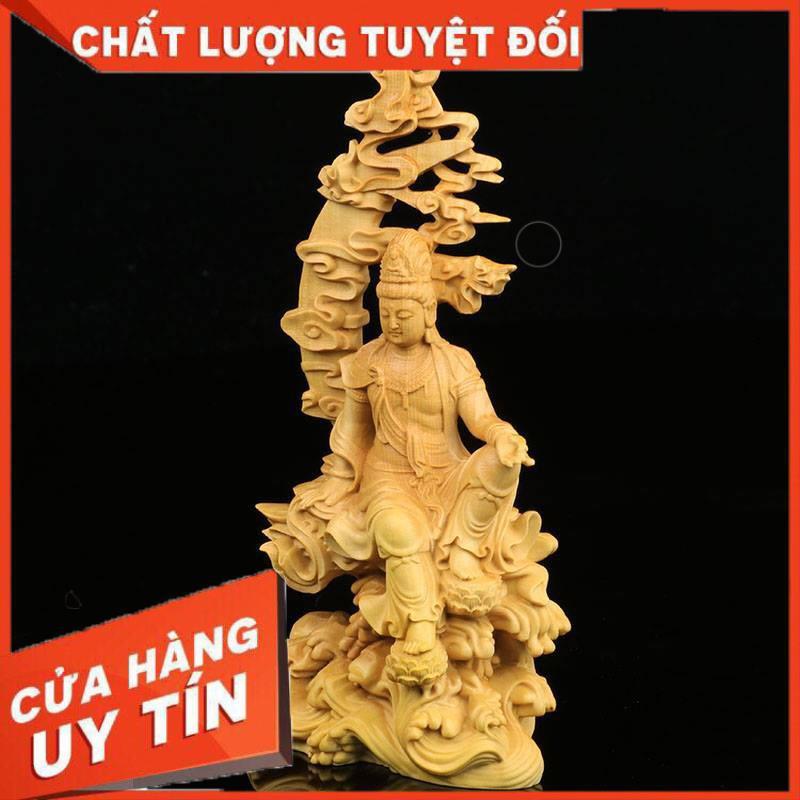 TƯỢNG QUAN ÂM TỰ TẠI - Gỗ Hoàng Dương cao cấp