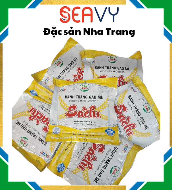 Đặc Sản Nha Trang-Bánh Tráng Gạo Mè Nướng Sẵn Sachi Seavy Gói 75g