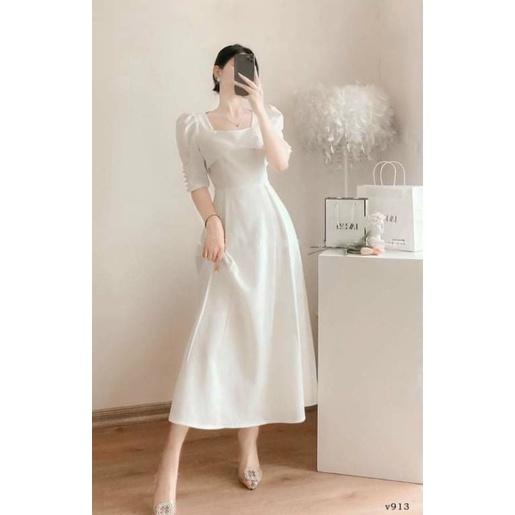 ĐẦM NỮ TAY LỠ PHỐI NÚT NGỌC ĐI TIỆC