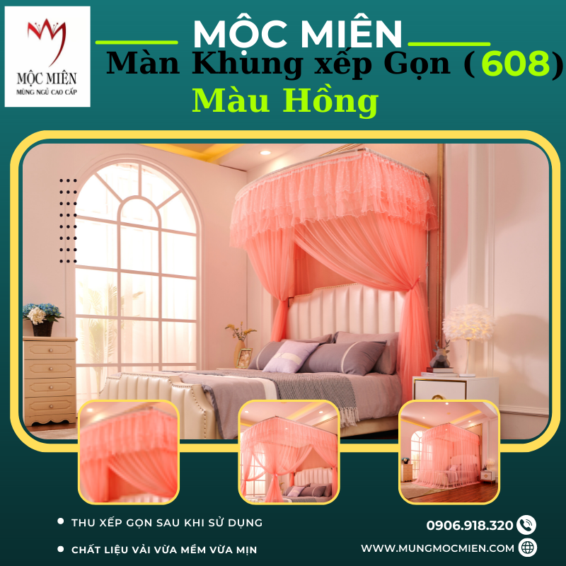 Mùng Khung Thu Gọn, Không Khoan Tường - 608