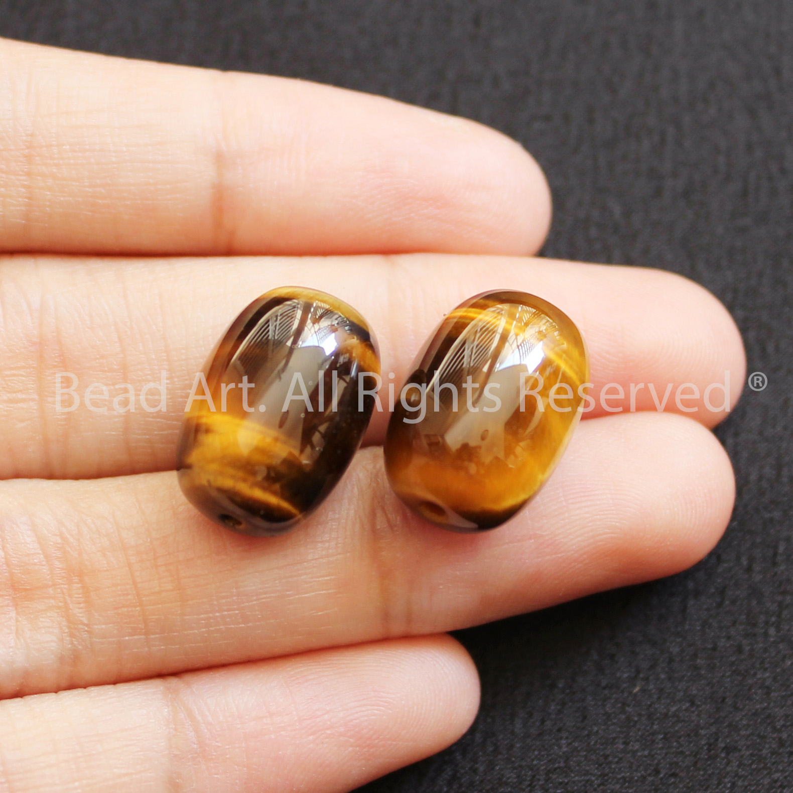 16x12MM Mắt Hổ Vàng Nâu Tự Nhiên Loại A, Mệnh Thổ, Kim, Đá Phối Vòng Tay Phong Thuỷ, Chuỗi Hạt, Mặt Dây Chuyền - Bead Art