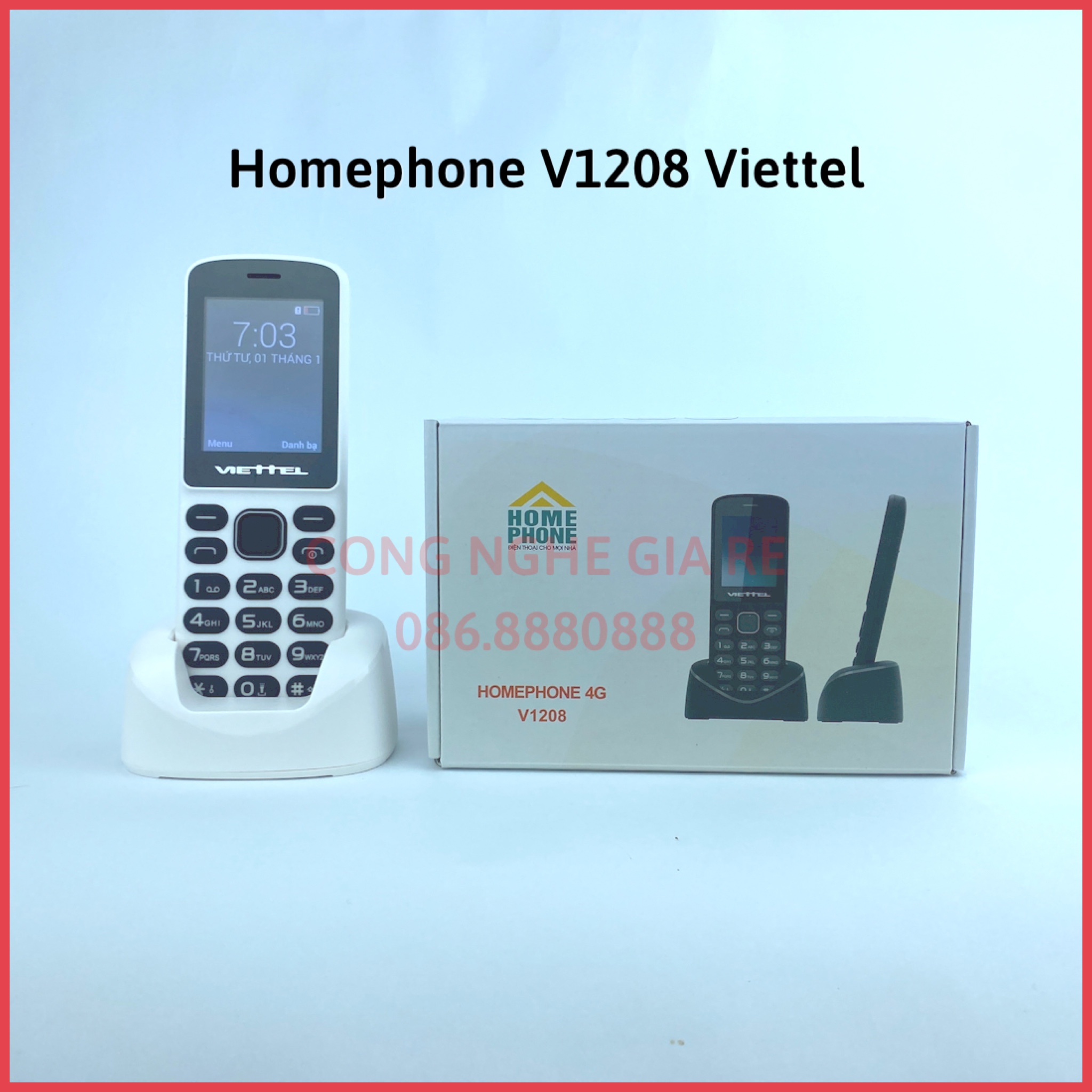 [HÀNG CHÍNH HÃNG] Homephone Viettel V1208 - 4G, bản nâng cấp của X1205 - ĐT Mẹ bồng con, dùng SIM 4G