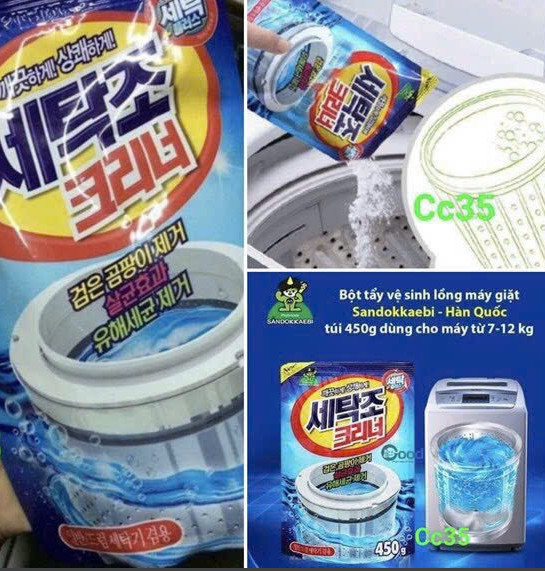 Vệ Sinh Máy Giặt, Bột Tẩy Lồng Máy Giặt Hàn Quốc Gói 450G - Siêu Tiện Dụng Dành Cho Máy Giặt