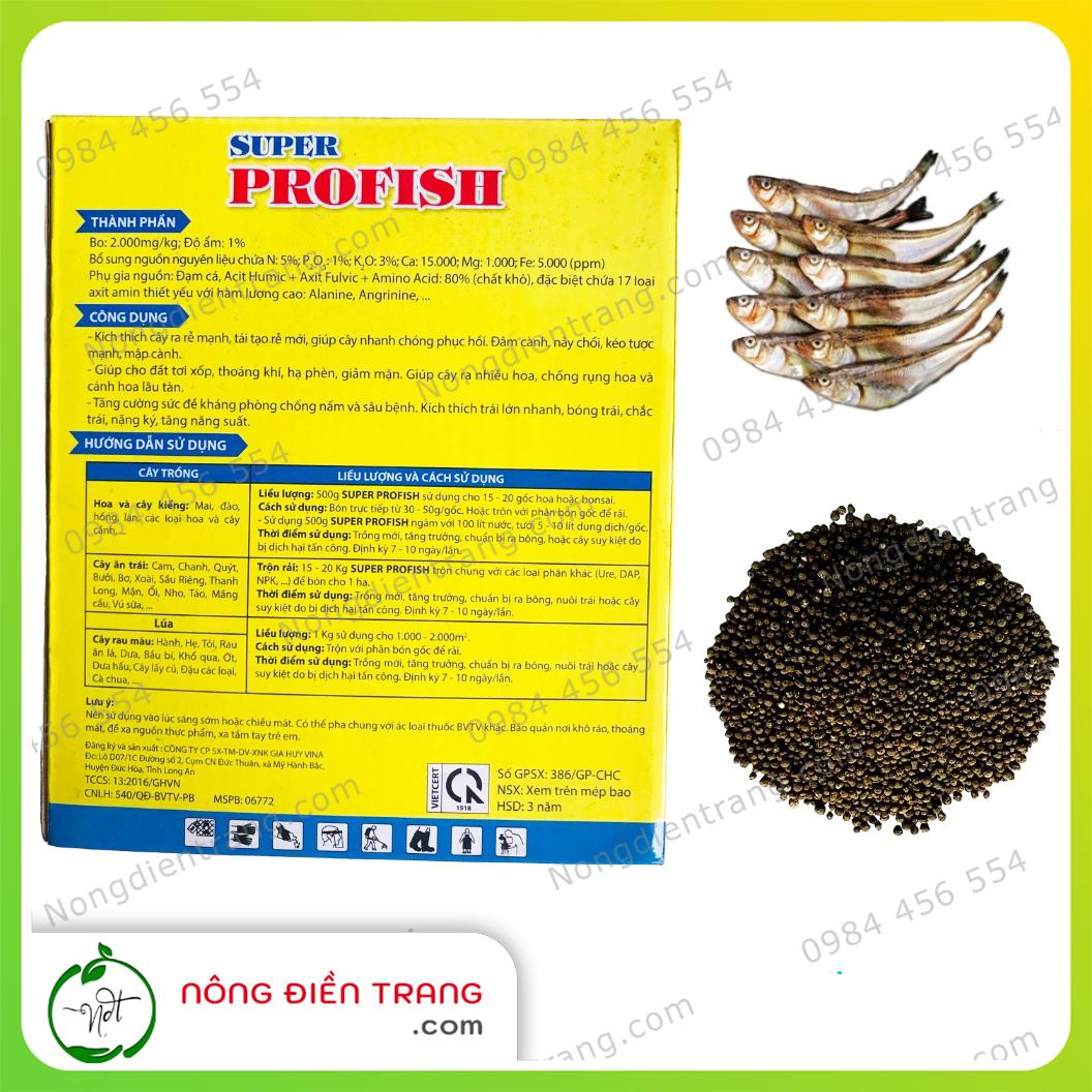 Phân Đạm Cá Viên Super Profish Hữu Cơ Đậm Đặc Hòa Tan - Siêu Humic - Gói 1kg - Tăng Năng Suất VTNN Nông Điền Trang