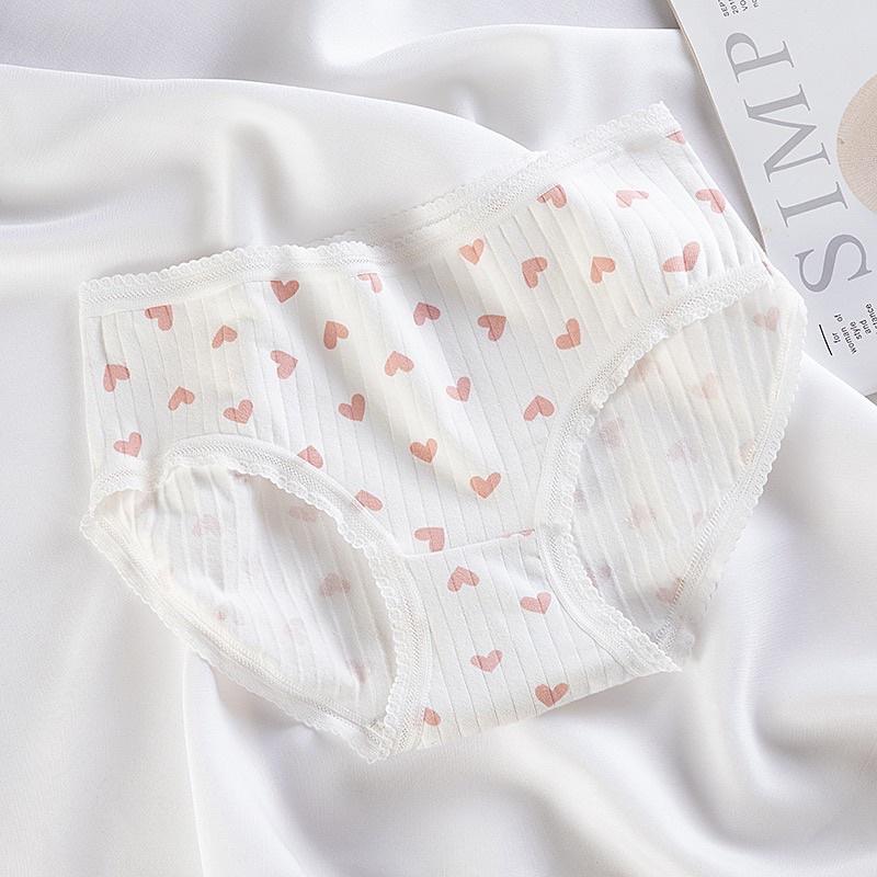 Quần Lót Nữ Cotton Siêu Thoáng Nâng Mông Trái Tim Hồng QL04