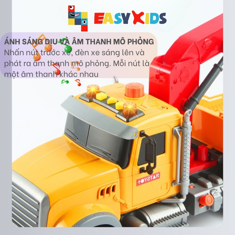 Xe Cứu Hộ Đồ Chơi Cỡ Lớn Cho Bé, Xe Cần Cẩu Cứu Hộ Ô Tô Giao Thông Có Đèn Nhạc