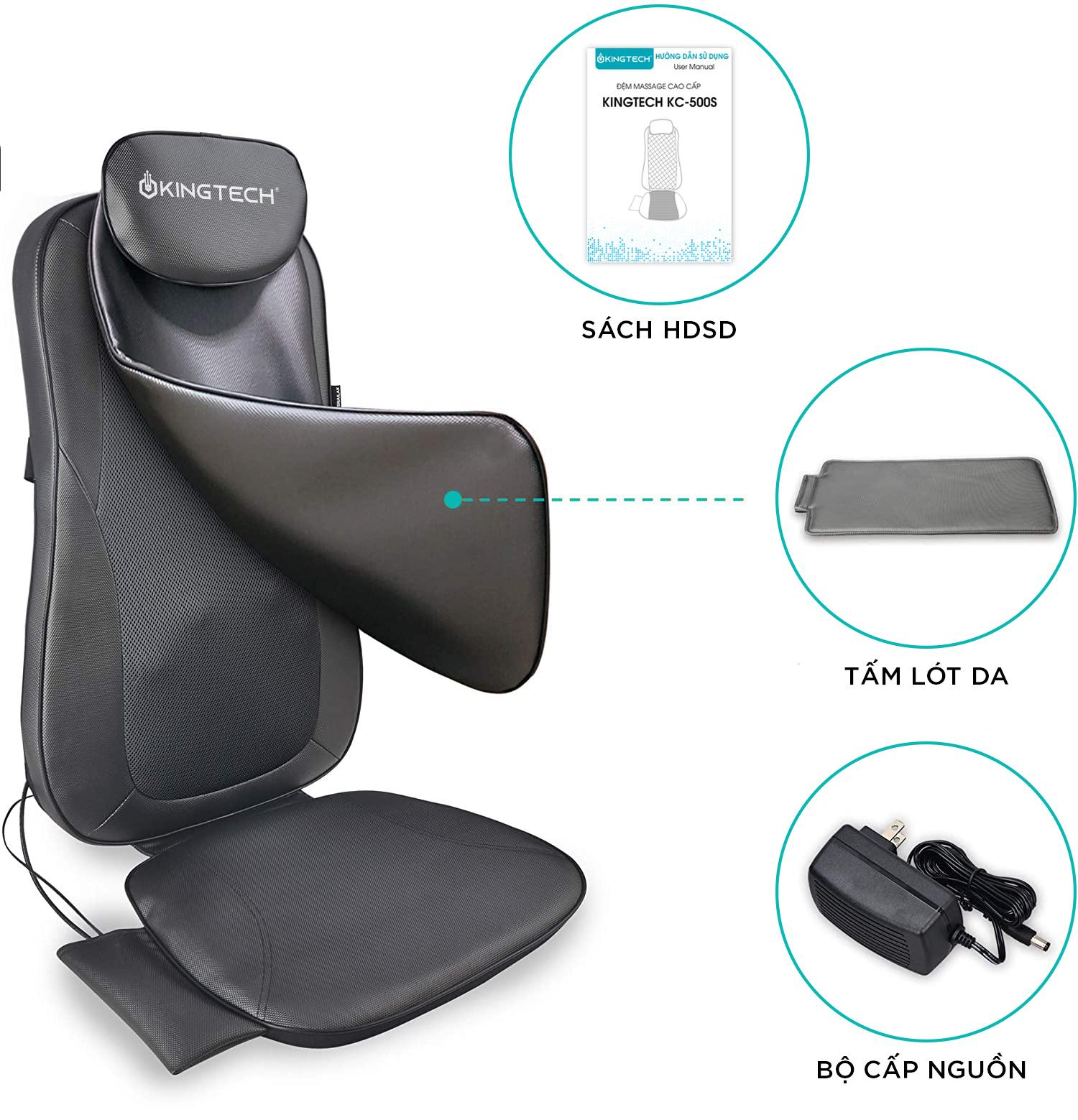 Đệm, Ghế Massage Cao Cấp KingTech KC-500s - Máy Mát Xa Lưng Chế Độ 3D Chuyên Sâu, Kết Hợp Tính Năng Nhiệt Hồng Ngoại - Hàng Chính Hãng