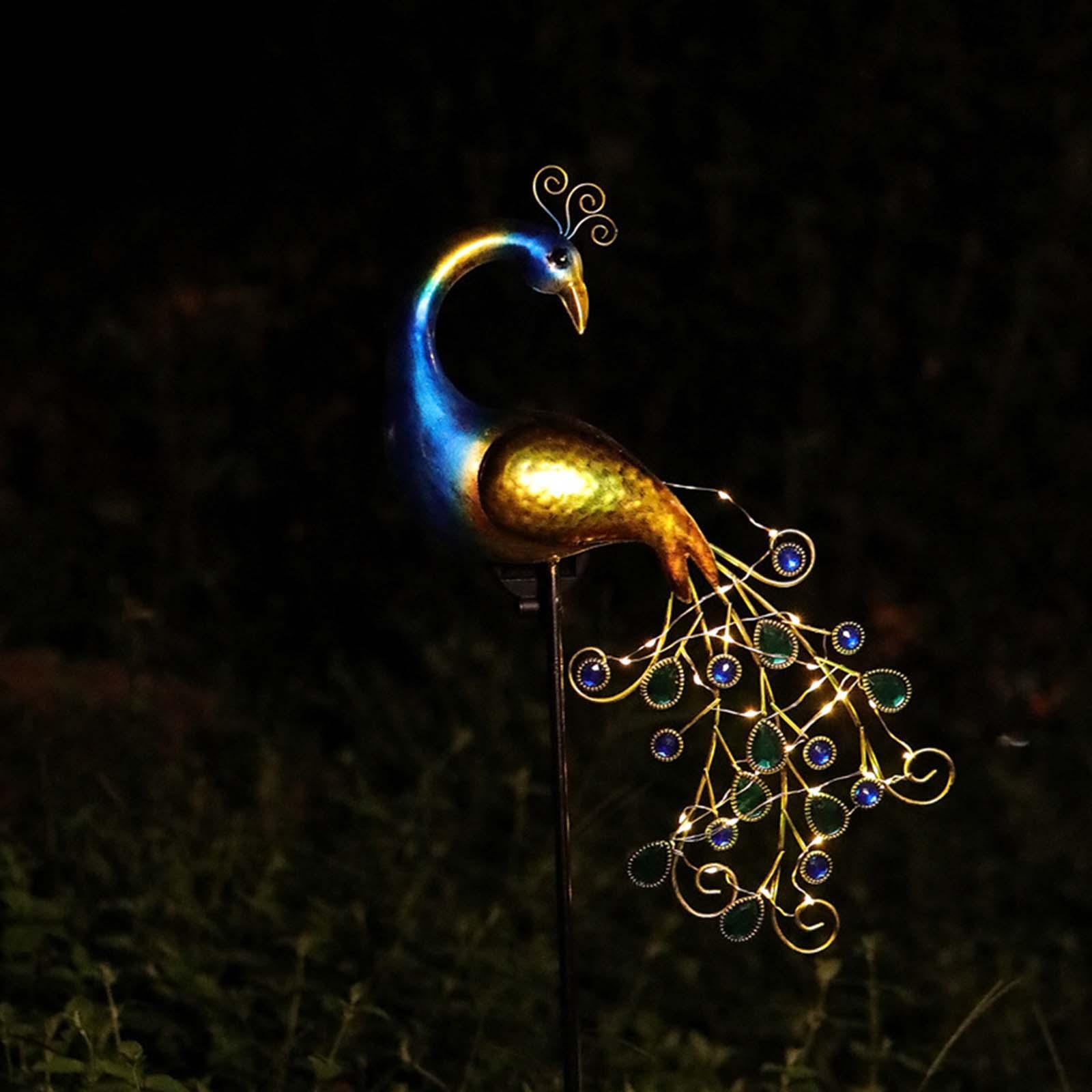 Solar Garden Lights Peacock Figurine Lights Garden Stakes Lamp for Pathway