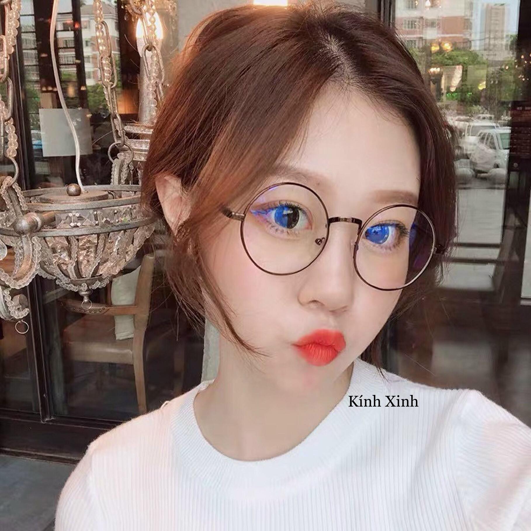 Kính Gọng Mắt tròn Unisex Thời Trang Korean Glasses