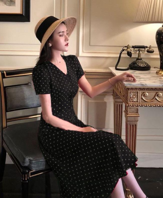 Đầm Vintage Chấm Bi