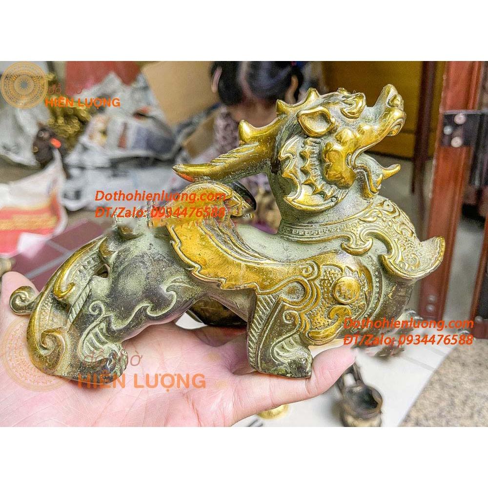 Đôi Tỳ Hưu Như Ý Màu Xanh Giả Cổ Kích Thước 23x8x13cm, Nặng 2,4kg/đôi Bằng Đồng Nguyên Chất Đẹp - Đồ Thờ Hiên Lượng