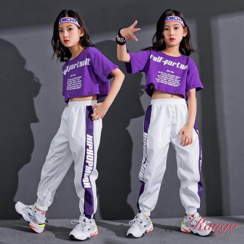 Bộ bé gái hot strend hip hop mùa hè chất thun cotton xinh mát 4 màu như hình