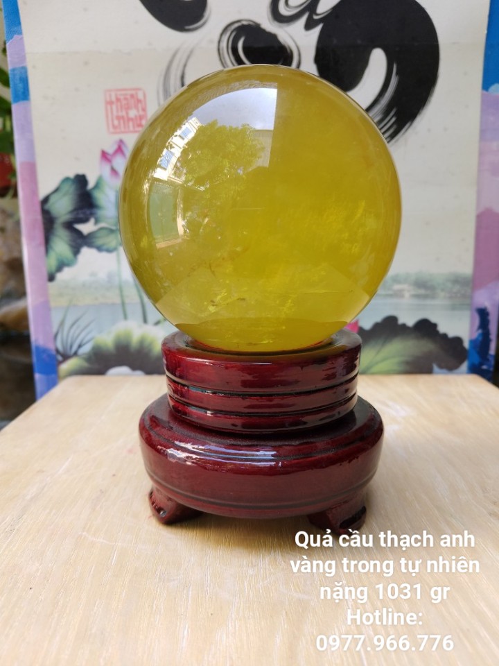 Quả Cầu Thạch Anh Vàng Chanh - Hợp Mệnh Kim, Thổ
