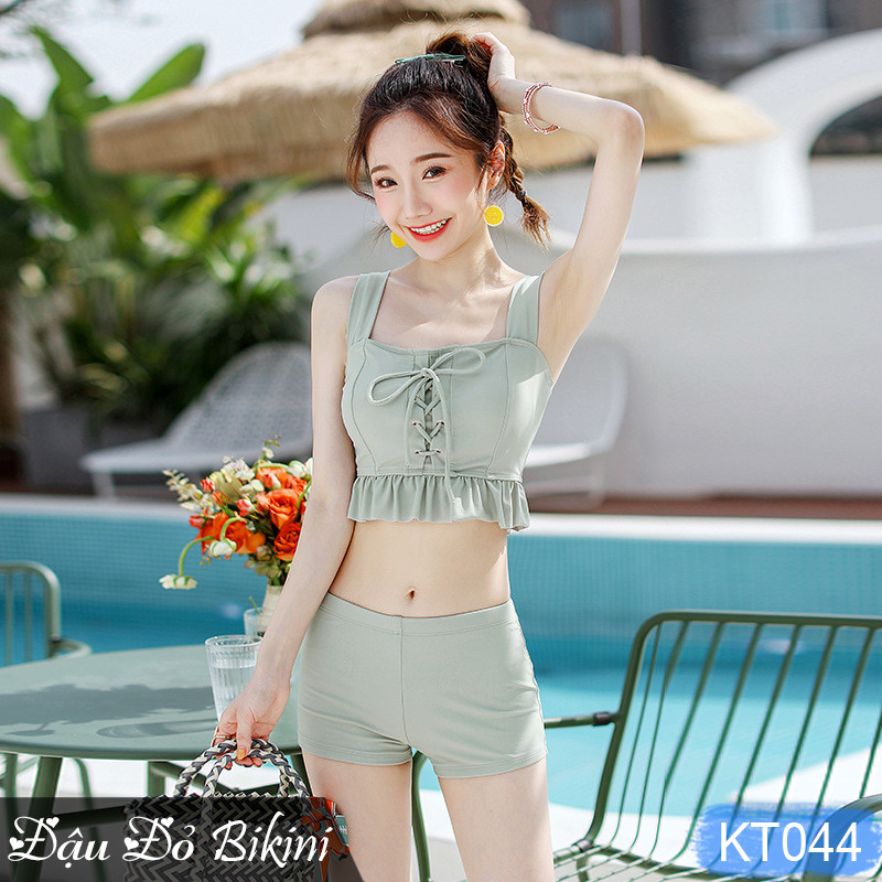 Bikini 3 chi tiết cao cấp, đồ bơi nữ dáng váy & quần sooc đùi rời, mẫu mới phom dáng đẹp, chất thun bơi dày dặn, mịn mát | KT044