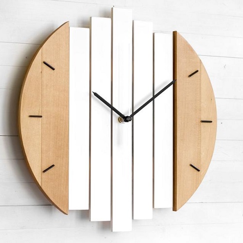 Đồng hồ gỗ treo tường chất liệu gỗ máy kim trôi thiết kế cầu decor trang trí nhà và quán cafe