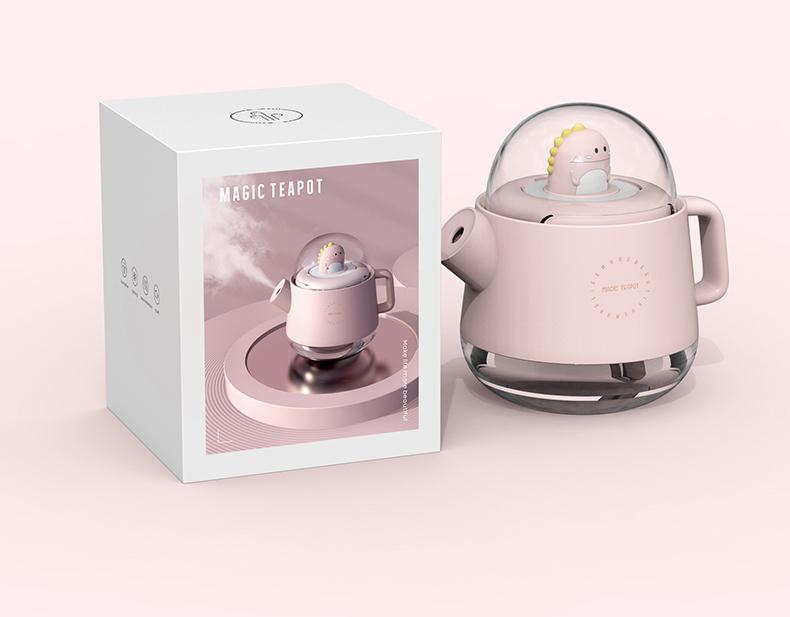 Máy tạo ẩm siêu âm khuếch tán hương thơm không khí 360ml hình ấm đun nước mini có đèn sạc USB