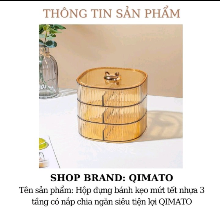 Khay Đựng Bánh Kẹo Mứt Tết 3 Tầng Có Nắp Mèo Siêu Xinh