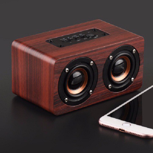 Di động Loa Siêu Trầm W5 Vân gỗ Loa Bluetooth Di Động Du Lịch Di Động Điện Thoại Không Dây