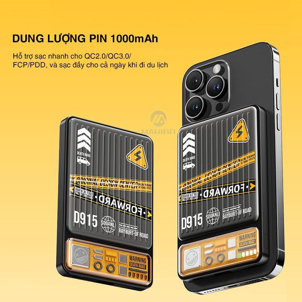 Pin dự phòng sạc nhanh PD 20W không dây từ tính Rockspace P90 10000mAh - Hàng chính hãng bảo hành 12 tháng