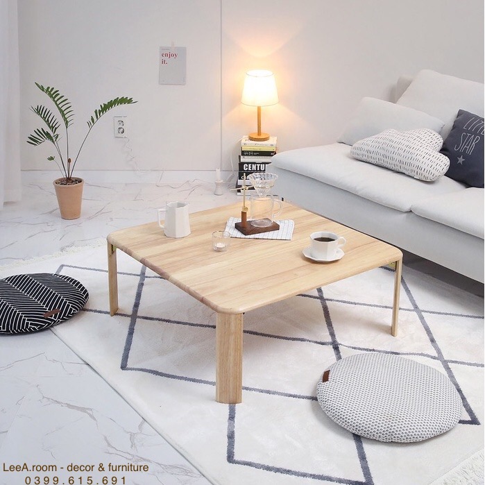 BÀN ĂN CƠM NGỒI BỆT CAO CẤP SIZE 80x80x32cm - GẤP ĐƯỢC VÀO