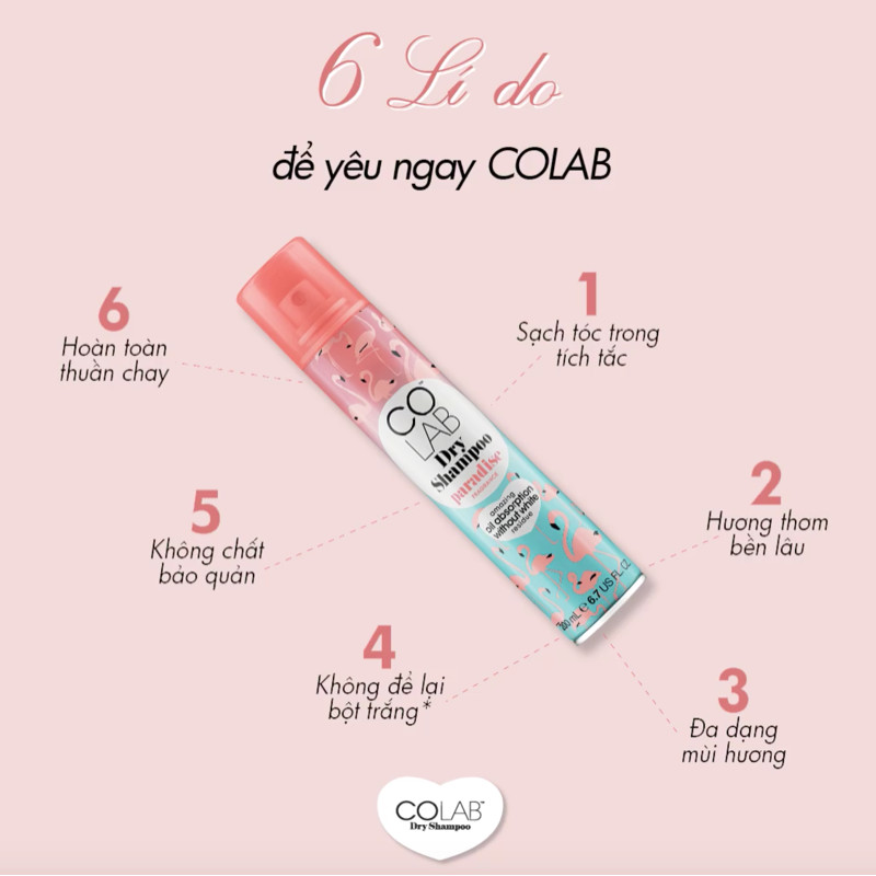 Combo 2 Chai Dầu Gội Khô Colab mùi Original 50ml/chai