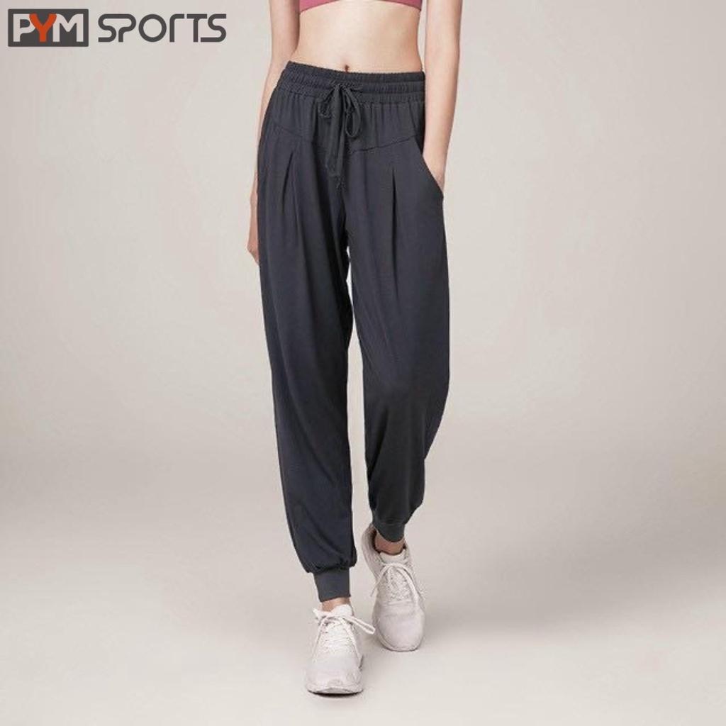 Quần Jogger tập gym, yoga nữ PYM SPORT - PYMJ004, cotton,cạp chun, chất liệu co giãn 4 chiều