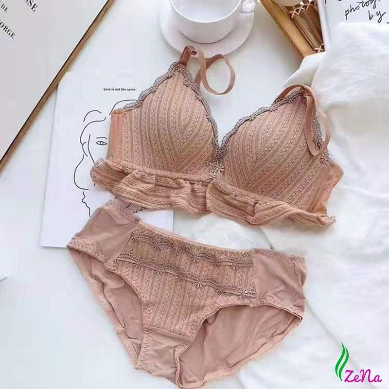Bộ Đồ Lót Thổ Cẩm Cài Trước Siêu Đẹp Mẫu Mới ZE057